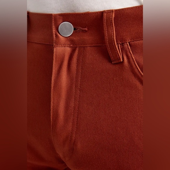 Theory Tech Raffi Compact Straight Slim Fit Ponte Pants in Burnt Orange - Picture 3 of 9